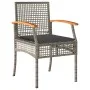 Sillas de jardín con cojín 4 uds ratán PE gris y madera acacia de , Sillas de jardín - Ref: Foro24-366252, Precio: 233,57 €, ...