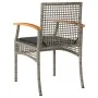 Sillas de jardín con cojín 4 uds ratán PE gris y madera acacia de , Sillas de jardín - Ref: Foro24-366252, Precio: 233,57 €, ...