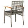 Sillas de jardín con cojín 4 uds ratán PE gris y madera acacia de , Sillas de jardín - Ref: Foro24-366252, Precio: 200,27 €, ...