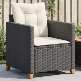 Garden chair with black synthetic rattan cushions by , Garden chairs - Ref: Foro24-366317, Price: 96,86 €, Discount: %
