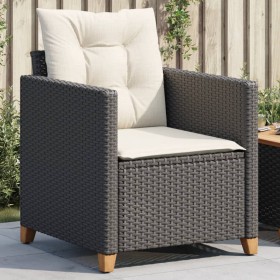 Silla de jardín con cojines ratán sintético negro de , Sillas de jardín - Ref: Foro24-366317, Precio: 84,58 €, Descuento: %