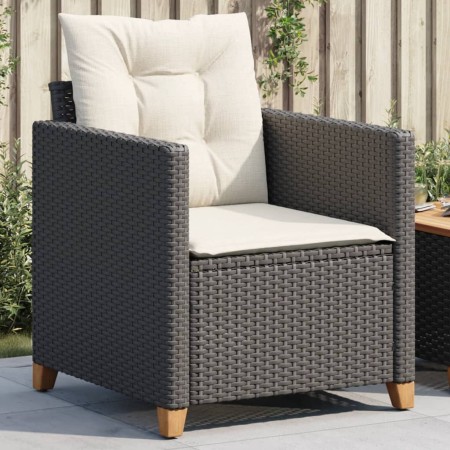 Silla de jardín con cojines ratán sintético negro de , Sillas de jardín - Ref: Foro24-366317, Precio: 84,58 €, Descuento: %