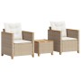 Mesita y sillas con cojines 3 pzas ratán PE madera acacia beige de , Conjuntos de jardín - Ref: Foro24-366315, Precio: 198,46...