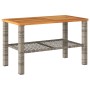 Mesa de jardín ratán sintético madera acacia gris 70x38x42 cm de , Mesas de jardín - Ref: Foro24-366271, Precio: 56,94 €, Des...