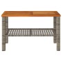 Mesa de jardín ratán sintético madera acacia gris 70x38x42 cm de , Mesas de jardín - Ref: Foro24-366271, Precio: 56,94 €, Des...