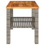 Mesa de jardín ratán sintético madera acacia gris 70x38x42 cm de , Mesas de jardín - Ref: Foro24-366271, Precio: 56,94 €, Des...