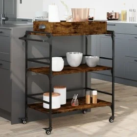 Engineered wood kitchen cart smoked oak 81.5x41x92.5 cm by , Kitchen and dining carts - Ref: Foro24-842343, Price: 69,05 €, D...