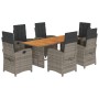 Set comedor jardín 7 pzas y cojines ratán sintético gris de , Conjuntos de jardín - Ref: Foro24-3212278, Precio: 848,06 €, De...