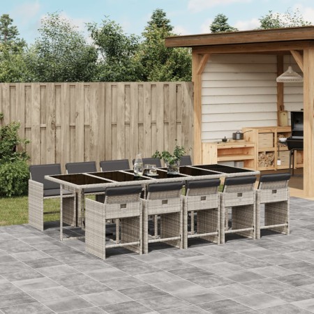 Set de comedor de jardín 11 pzas y cojines ratán sintético gris de , Conjuntos de jardín - Ref: Foro24-3211115, Precio: 767,3...