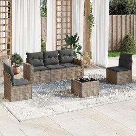 Set de muebles de jardín 6 pzas y cojines ratán sintético gris en Conjuntos de jardín | Comprar online en Foru.es