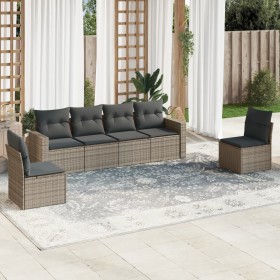 Set de muebles de jardín 6 pzas y cojines ratán sintético gris en Conjuntos de jardín | Comprar online en Foru.es