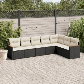 Set de comedor de jardín 7 pzas y cojines ratán sintético negro de , Conjuntos de jardín - Ref: Foro24-3258430, Precio: 417,8...