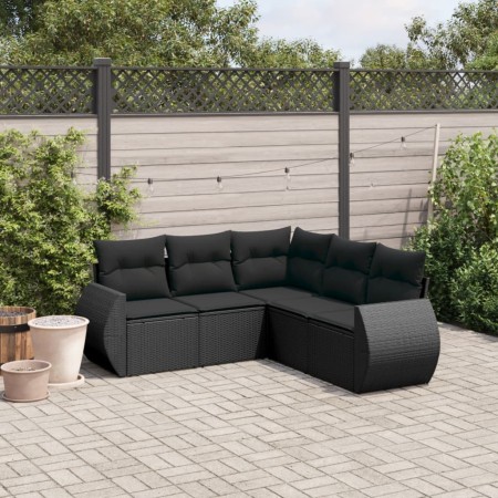 Set de muebles de jardín 5 pzas y cojines ratán sintético negro de , Conjuntos de jardín - Ref: Foro24-3253682, Precio: 363,2...