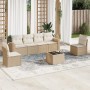Set sofás de jardín 7 piezas y cojines ratán sintético beige en Conjuntos de jardín | Comprar online en Foru.es