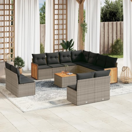 Set de sofás de jardín 12 pzas con cojines ratán sintético gris de , Conjuntos de jardín - Ref: Foro24-3227775, Precio: 678,1...