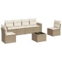 Set sofás de jardín 7 piezas y cojines ratán sintético beige en Conjuntos de jardín | Comprar online en Foru.es