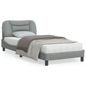Estructura de cama con cabecero de tela gris claro 90x190 cm de , Camas y somieres - Ref: Foro24-3207737, Precio: 164,83 €, D...