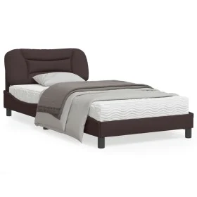 Bed frame with headboard in brown fabric 100x200 cm by , Beds and slatted bases - Ref: Foro24-3207754, Price: 139,43 €, Disco...