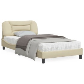 Estructura de cama con cabecero de tela color crema 100x200 cm de , Camas y somieres - Ref: Foro24-3207756, Precio: 160,97 €,...