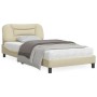 Estructura de cama con cabecero de tela color crema 100x200 cm de , Camas y somieres - Ref: Foro24-3207756, Precio: 160,97 €,...