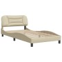 Estructura de cama con cabecero de tela color crema 100x200 cm de , Camas y somieres - Ref: Foro24-3207756, Precio: 160,97 €,...