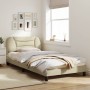 Estructura de cama con cabecero de tela color crema 100x200 cm de , Camas y somieres - Ref: Foro24-3207756, Precio: 160,97 €,...