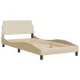 Estructura de cama con cabecero de tela color crema 100x200 cm de , Camas y somieres - Ref: Foro24-3207756, Precio: 160,97 €,...