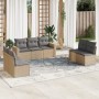 Set sofás de jardín 7 piezas y cojines ratán sintético beige en Conjuntos de jardín | Comprar online en Foru.es