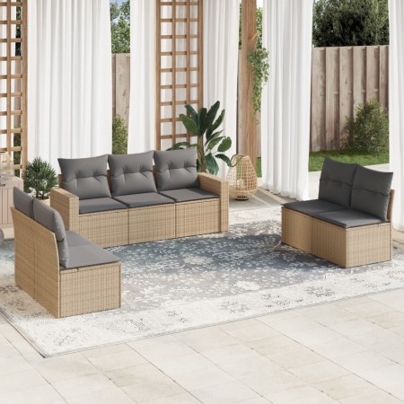 Set sofás de jardín 7 piezas y cojines ratán sintético beige en Conjuntos de jardín | Comprar online en Foru.es