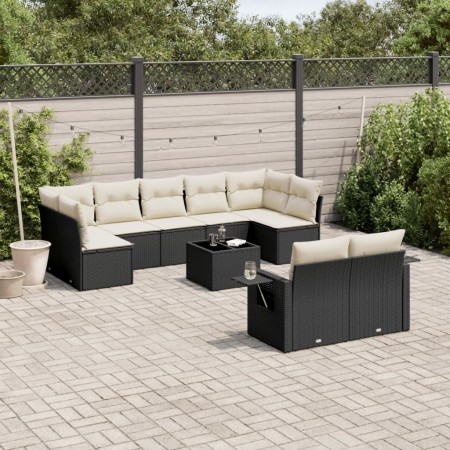 Set de sofás de jardín 10 pzas cojines ratán sintético negro de , Conjuntos de jardín - Ref: Foro24-3252963, Precio: 608,82 €...