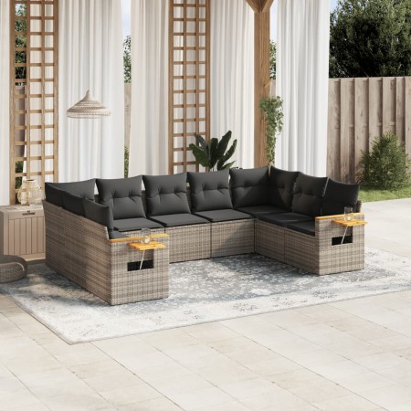 Set de muebles de jardín 9 pzas y cojines ratán sintético gris de , Conjuntos de jardín - Ref: Foro24-3227117, Precio: 549,67...