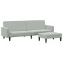 Sofá cama de 2 plazas con taburete terciopelo gris claro de , Sofás - Ref: Foro24-3216236, Precio: 311,01 €, Descuento: %