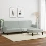 Sofá cama de 2 plazas con taburete terciopelo gris claro de , Sofás - Ref: Foro24-3216236, Precio: 306,18 €, Descuento: %