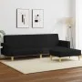 Sofá cama de 2 plazas con taburete tela negro de , Sofás - Ref: Foro24-3216229, Precio: 327,16 €, Descuento: %