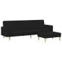 Sofá cama de 2 plazas con taburete tela negro de , Sofás - Ref: Foro24-3216229, Precio: 327,16 €, Descuento: %
