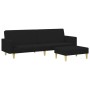 Sofá cama de 2 plazas con taburete tela negro de , Sofás - Ref: Foro24-3216229, Precio: 327,66 €, Descuento: %