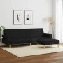 Sofá cama de 2 plazas con taburete tela negro de , Sofás - Ref: Foro24-3216229, Precio: 327,16 €, Descuento: %
