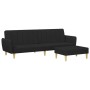 Sofá cama de 2 plazas con taburete tela negro de , Sofás - Ref: Foro24-3216248, Precio: 327,64 €, Descuento: %
