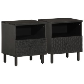 Mesitas de noche 2 uds madera maciza de mango negro 40x33x46 cm de , Mesitas de noche - Ref: Foro24-356826, Precio: 72,81 €, ...
