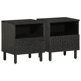 Nachttische 2 Stück aus massivem schwarzem Mangoholz 40x33x46 cm von , Nachttische - Ref: Foro24-356826, Preis: 72,22 €, Raba...