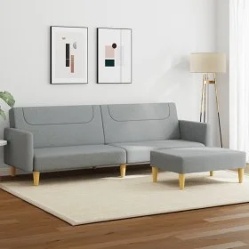 Sofá cama de 2 plazas con taburete tela gris claro de , Sofás - Ref: Foro24-3216243, Precio: 334,02 €, Descuento: %