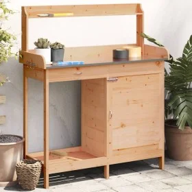 Mesa para macetas con armario madera de abeto 110,5x45x124,5 cm de , Soportes para macetas - Ref: Foro24-156344, Precio: 161,...