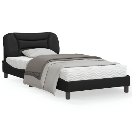 Estructura de cama con cabecero cuero sintético negro 100x200cm de , Camas y somieres - Ref: Foro24-3207981, Precio: 133,89 €...