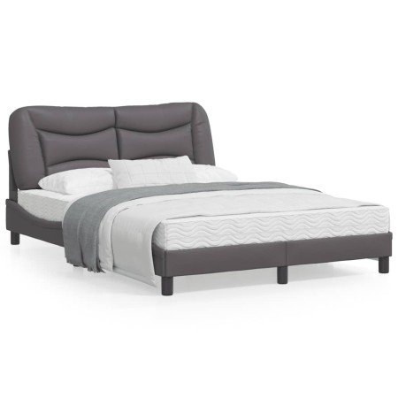 Estructura de cama con cabecero cuero sintético gris 140x200cm de , Camas y somieres - Ref: Foro24-3208005, Precio: 214,21 €,...