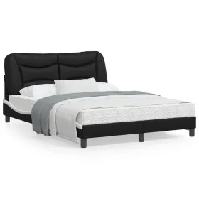 Black white synthetic leather headboard bed frame 140x200cm by , Beds and slatted bases - Ref: Foro24-3208007, Price: 224,25 ...