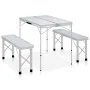 Mesa de camping plegable con 2 bancos aluminio blanco de vidaXL, Mobiliario de camping - Ref: Foro24-48181, Precio: 100,44 €,...
