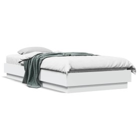 Estructura de cama con luces LED blanco 100x200 cm de , Camas y somieres - Ref: Foro24-839504, Precio: 108,09 €, Descuento: %