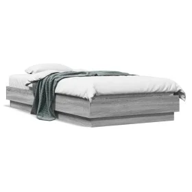 Estructura de cama con luces LED gris Sonoma 90x190 cm de , Camas y somieres - Ref: Foro24-839544, Precio: 102,68 €, Descuent...