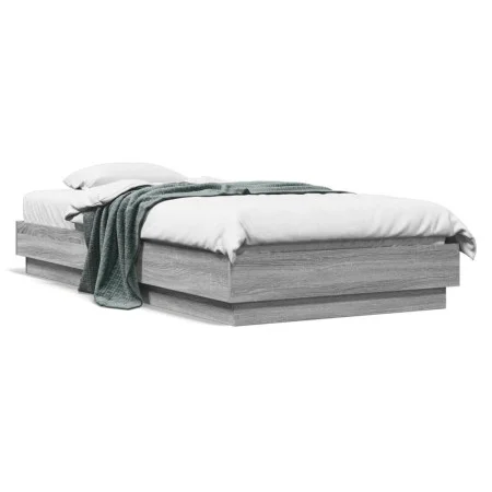Estructura de cama con luces LED gris Sonoma 90x190 cm de , Camas y somieres - Ref: Foro24-839544, Precio: 102,68 €, Descuent...