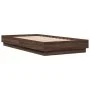 Estructura de cama con luces LED marrón roble 75x190 cm de , Camas y somieres - Ref: Foro24-839552, Precio: 99,58 €, Descuent...
